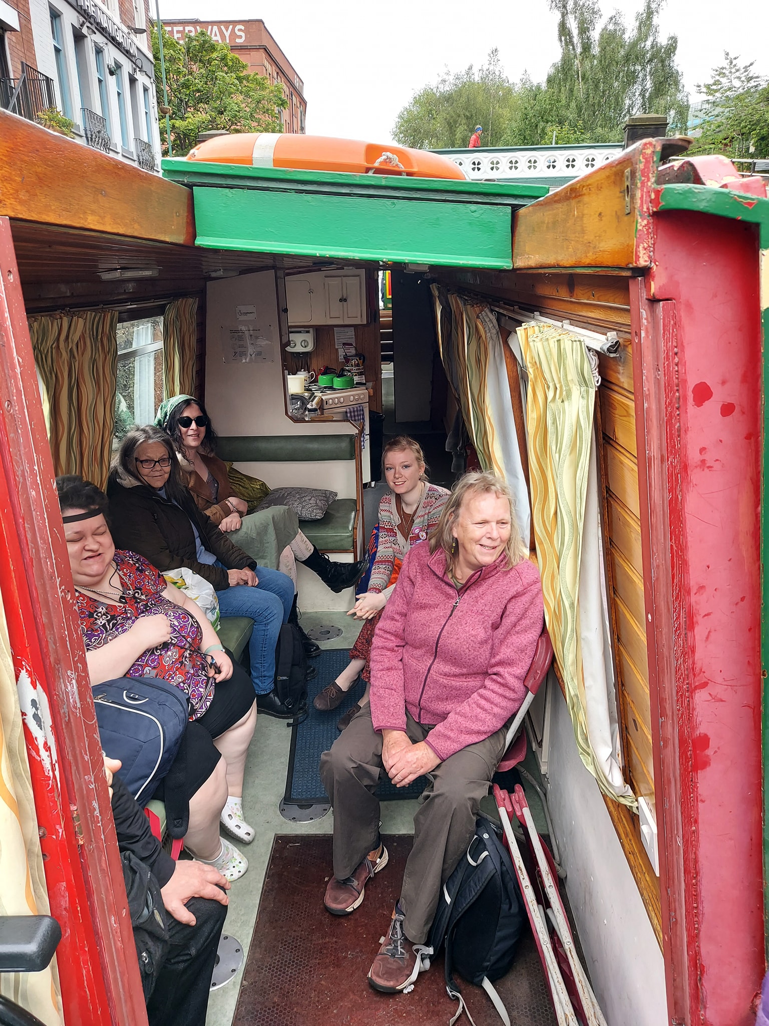 A group of us on a narrowboat